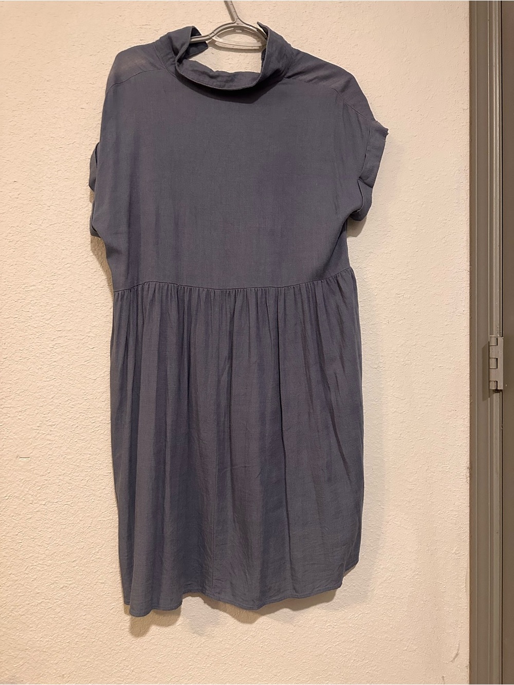 Umgee Slate Blue V-Neck Short Sleeve Dress - Picture 2 of 2